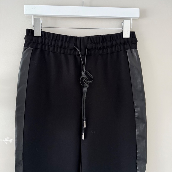BCBGMaxAzria Faux Leather Trim Jogger Pants in Black, Sz XS - Picture 5 of 8